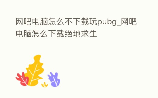 網吧電腦怎么不下載玩pubg_網吧電腦怎么下載絕地求生