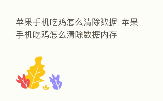 蘋果手機吃雞怎么清除數據_蘋果手機吃雞怎么清除數據內存