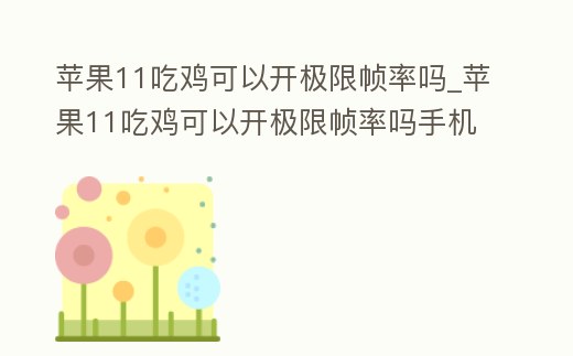 蘋果11吃雞可以開極限幀率嗎_蘋果11吃雞可以開極限幀率嗎手機