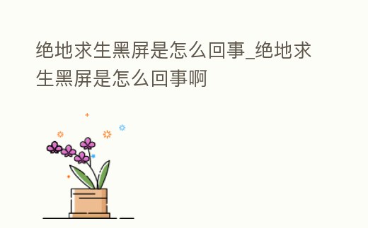 絕地求生黑屏是怎么回事_絕地求生黑屏是怎么回事啊