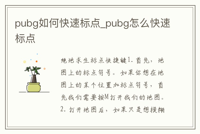 pubg如何快速標點_pubg怎么快速標點