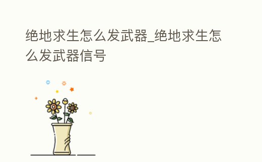 絕地求生怎么發武器_絕地求生怎么發武器信號