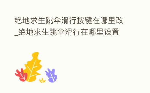 絕地求生跳傘滑行按鍵在哪里改_絕地求生跳傘滑行在哪里設置