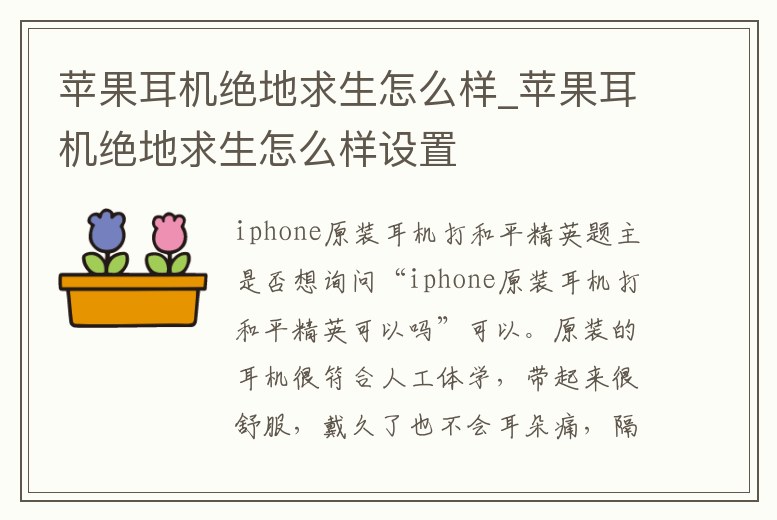 蘋果耳機絕地求生怎么樣_蘋果耳機絕地求生怎么樣設置