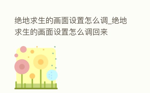 絕地求生的畫面設置怎么調_絕地求生的畫面設置怎么調回來