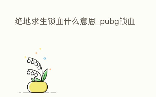 絕地求生鎖血什么意思_pubg鎖血