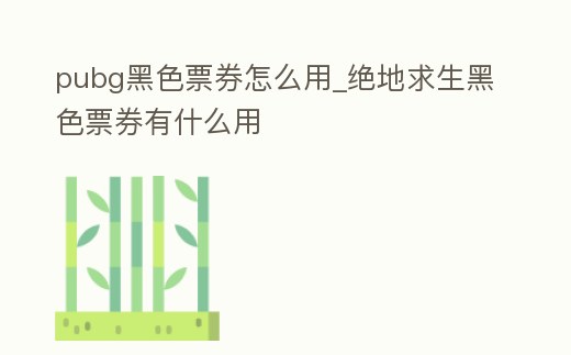 pubg黑色票券怎么用_絕地求生黑色票券有什么用