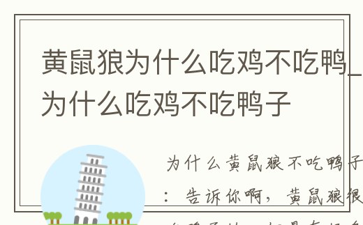 黃鼠狼為什么吃雞不吃鴨_黃鼠狼為什么吃雞不吃鴨子