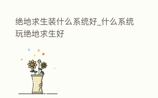 絕地求生裝什么系統好_什么系統玩絕地求生好