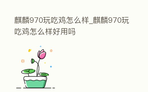 麒麟970玩吃雞怎么樣_麒麟970玩吃雞怎么樣好用嗎