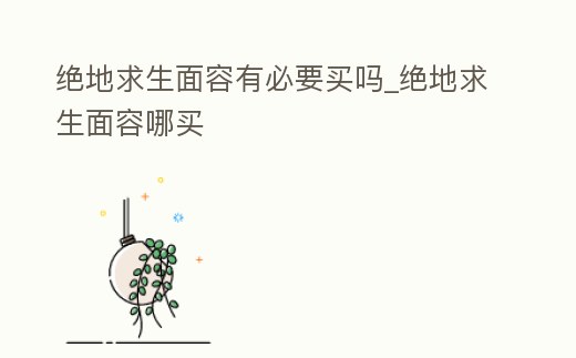 絕地求生面容有必要買嗎_絕地求生面容哪買
