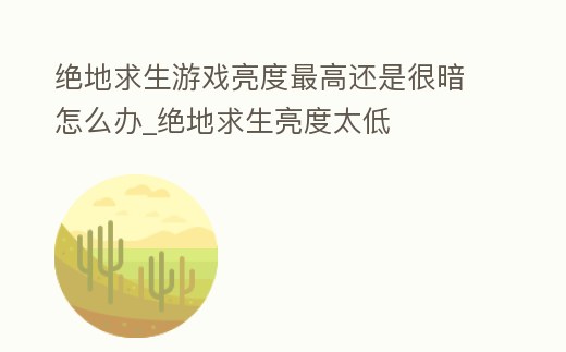 絕地求生游戲亮度最高還是很暗怎么辦_絕地求生亮度太低