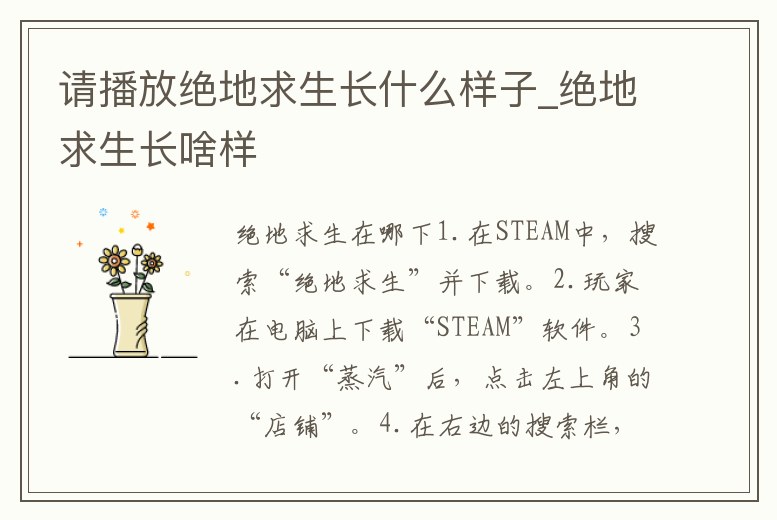 請(qǐng)播放絕地求生長什么樣子_絕地求生長啥樣