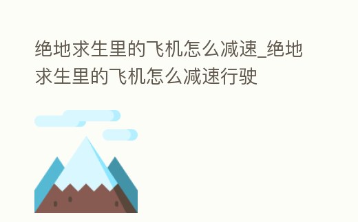 絕地求生里的飛機怎么減速_絕地求生里的飛機怎么減速行駛