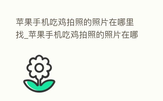 蘋果手機吃雞拍照的照片在哪里找_蘋果手機吃雞拍照的照片在哪里找啊