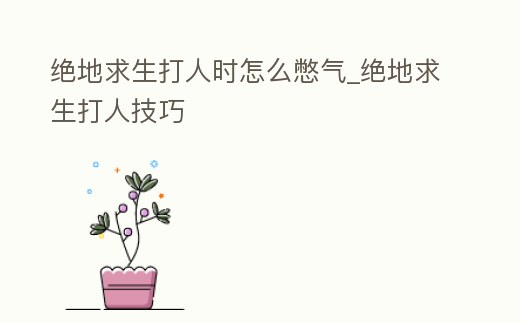 絕地求生打人時怎么憋氣_絕地求生打人技巧