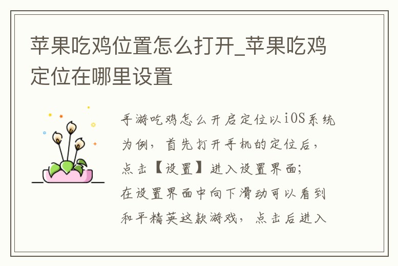 蘋果吃雞位置怎么打開_蘋果吃雞定位在哪里設置