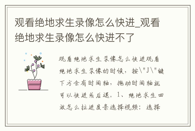 觀看絕地求生錄像怎么快進_觀看絕地求生錄像怎么快進不了