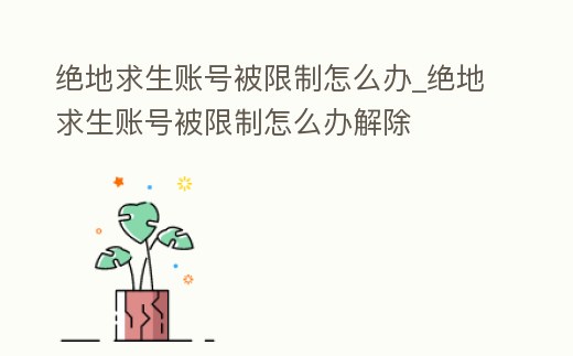 絕地求生賬號被限制怎么辦_絕地求生賬號被限制怎么辦解除