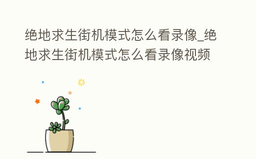 絕地求生街機模式怎么看錄像_絕地求生街機模式怎么看錄像視頻