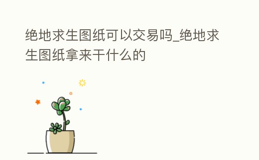 絕地求生圖紙可以交易嗎_絕地求生圖紙拿來干什么的