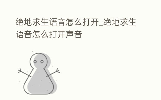 絕地求生語音怎么打開_絕地求生語音怎么打開聲音