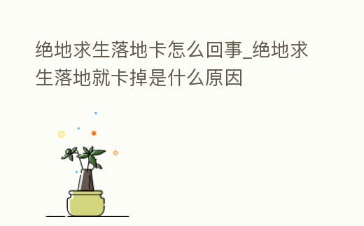 絕地求生落地卡怎么回事_絕地求生落地就卡掉是什么原因