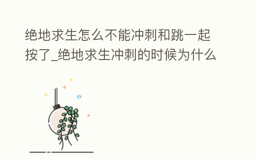 絕地求生怎么不能沖刺和跳一起按了_絕地求生沖刺的時候為什么不可以跳