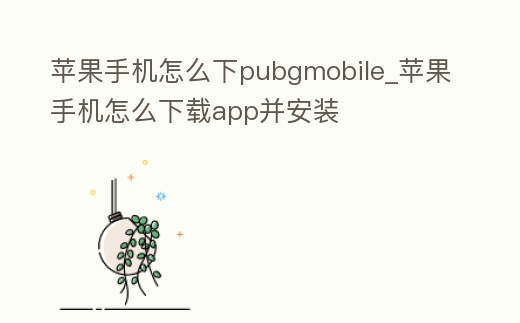 蘋果手機怎么下pubgmobile_蘋果手機怎么下載app并安裝