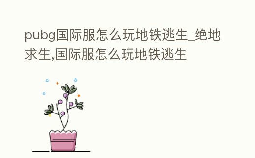 pubg國際服怎么玩地鐵逃生_絕地求生,國際服怎么玩地鐵逃生