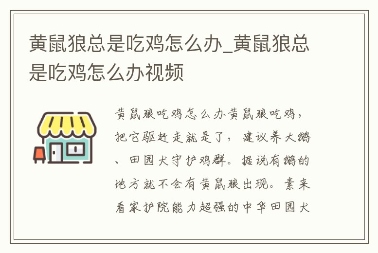 黃鼠狼總是吃雞怎么辦_黃鼠狼總是吃雞怎么辦視頻