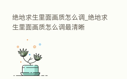 絕地求生里面畫質(zhì)怎么調(diào)_絕地求生里面畫質(zhì)怎么調(diào)最清晰