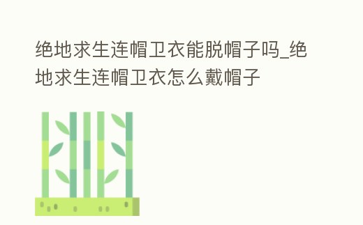 絕地求生連帽衛衣能脫帽子嗎_絕地求生連帽衛衣怎么戴帽子