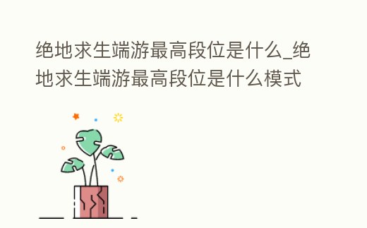 絕地求生端游最高段位是什么_絕地求生端游最高段位是什么模式