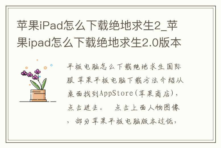 蘋果iPad怎么下載絕地求生2_蘋果ipad怎么下載絕地求生2.0版本