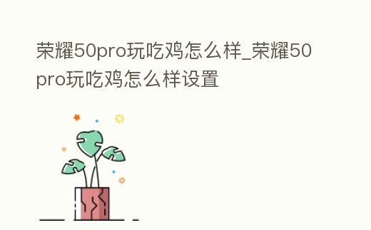 榮耀50pro玩吃雞怎么樣_榮耀50pro玩吃雞怎么樣設置