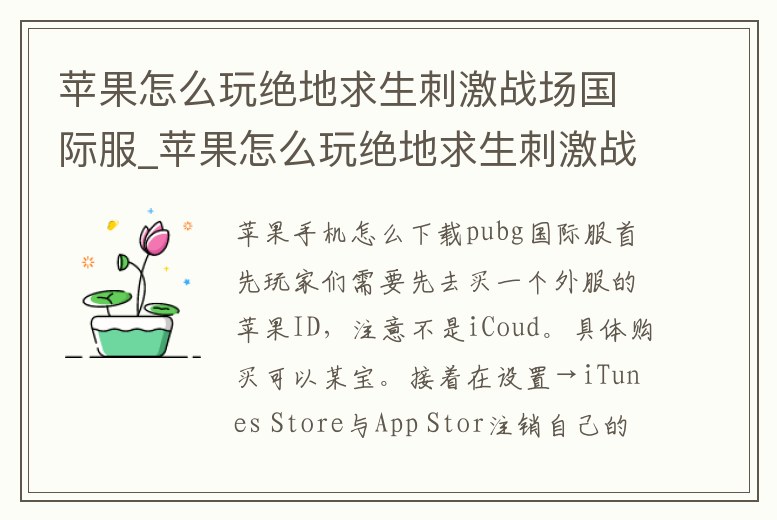蘋果怎么玩絕地求生刺激戰場國際服_蘋果怎么玩絕地求生刺激戰場國際服游戲