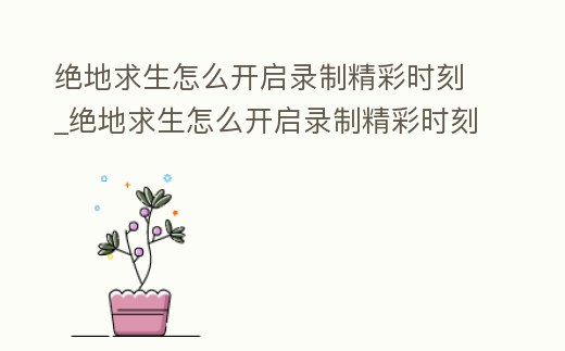 絕地求生怎么開啟錄制精彩時刻_絕地求生怎么開啟錄制精彩時刻功能