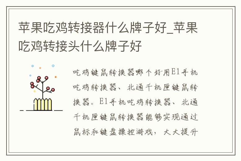 蘋果吃雞轉接器什么牌子好_蘋果吃雞轉接頭什么牌子好