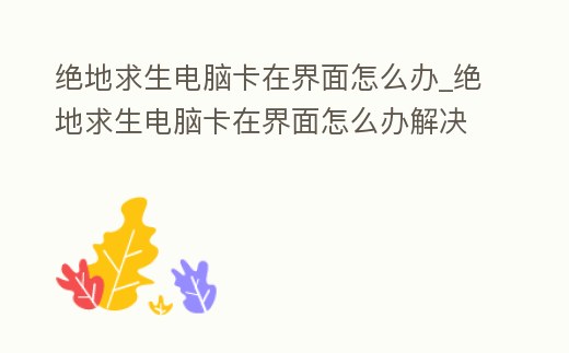絕地求生電腦卡在界面怎么辦_絕地求生電腦卡在界面怎么辦解決
