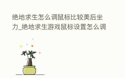 絕地求生怎么調(diào)鼠標(biāo)比較美后坐力_絕地求生游戲鼠標(biāo)設(shè)置怎么調(diào)最好
