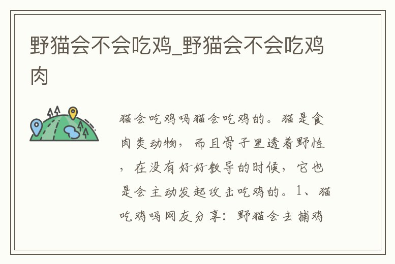 野貓會(huì)不會(huì)吃雞_野貓會(huì)不會(huì)吃雞肉