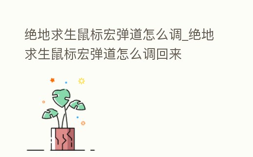 絕地求生鼠標宏彈道怎么調(diào)_絕地求生鼠標宏彈道怎么調(diào)回來