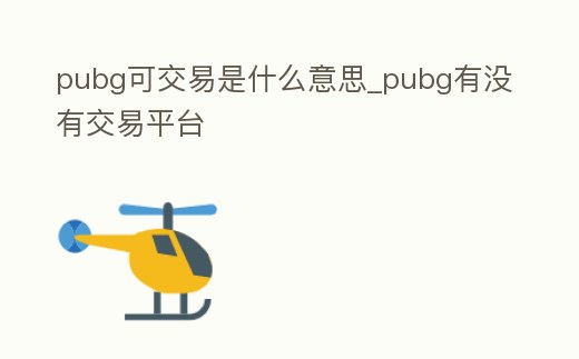pubg可交易是什么意思_pubg有沒有交易平臺(tái)