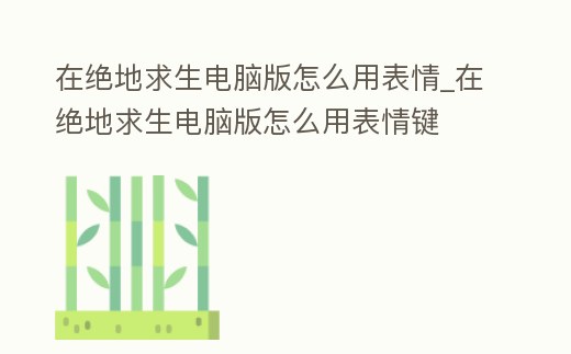 在絕地求生電腦版怎么用表情_在絕地求生電腦版怎么用表情鍵