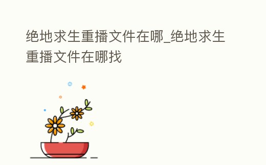絕地求生重播文件在哪_絕地求生重播文件在哪找
