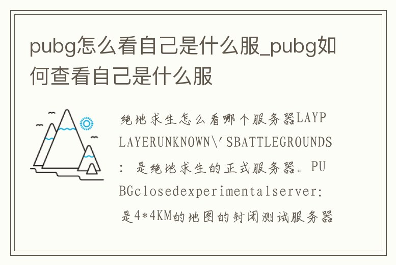 pubg怎么看自己是什么服_pubg如何查看自己是什么服