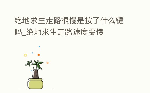 絕地求生走路很慢是按了什么鍵嗎_絕地求生走路速度變慢
