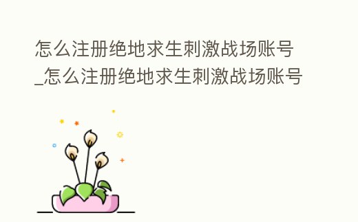 怎么注冊絕地求生刺激戰場賬號_怎么注冊絕地求生刺激戰場賬號啊