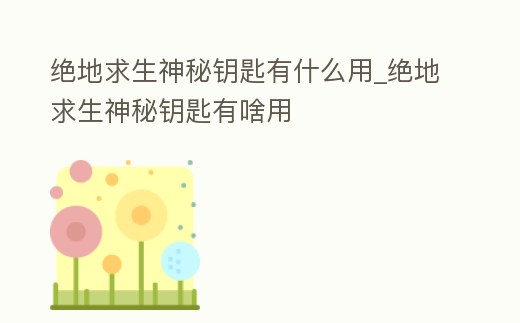 絕地求生神秘鑰匙有什么用_絕地求生神秘鑰匙有啥用